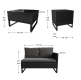 Set mobilier de grădină poliratan, 4 persoane, negru/ gri, o