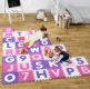 Covoraș puzzle din spumă EVA pentru copii, 36 piese, roz-mov
