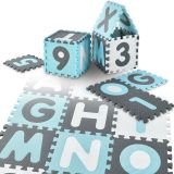 Covoraș puzzle pentru copii, 36 piese, litere și cifre, EVA