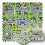 Covoraș de joacă puzzle oraș, EVA, 9 piese, 90x90 cm