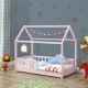 Pat pentru copii tip căsuță roz 160x80 cm din lemn masiv