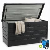 Cutie de depozitare grădină metalică 380L, neagră, rezistent