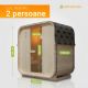 Saună compactă din molid pentru exterior, 2 locuri, 3,6 kW