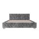 Pat matrimonial cu LED, catifea gri, 180x200 cm, design lux