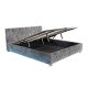 Pat matrimonial cu LED, catifea gri, 180x200 cm, design lux