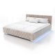 Pat modern tapițat bej cu LED, 180x200 cm, structură MDF
