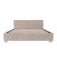 Pat modern tapițat bej cu LED, 180x200 cm, structură MDF