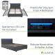Pat cu LED, 4 sertare, piele ecologică, 140x200 cm, gri înch