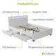 Pat modern cu LED, depozitare, piele eco, alb, 140x200 cm