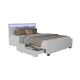 Pat modern cu LED, depozitare, piele eco, alb, 140x200 cm