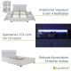 Pat modern cu LED, depozitare, piele eco, alb, 140x200 cm