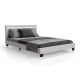Pat modern cu LED, alb, piele ecologică, 140x200 cm, telecom