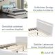 Pat modern cu LED, alb, piele ecologică, 140x200 cm, telecom