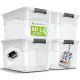 Cutii depozitare plastic 60L, set 4 bucăți, capac alb, mân.&nbsp;