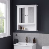 Dulap baie suspendat cu oglinzi, alb, 56x13x58 cm, MDF
