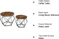 Set 2 mese cafea rotunde, rustic maro/negru, metal/lemn, Ø50