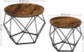 Set 2 mese cafea rotunde, rustic maro/negru, metal/lemn, Ø50