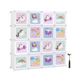 Cutii depozitare pastelate cu unicorn, 16 module pentru jucă