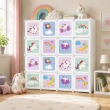Cutii depozitare pastelate cu unicorn, 16 module pentru jucă