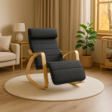 Fotoliu balansoar ergonomic, lemn de mesteacăn, negru, 55x80