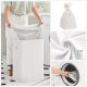 Coș de rufe bambus alb 72L, capac, sac bumbac, 40x30x60 cm