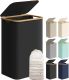 Coș de rufe 90L SONGMICS, negru, bambus, capac, pliabil