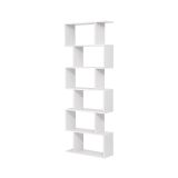 Bibliotecă albă VASAGLE cu 6 rafturi, design modern, 190,5cm