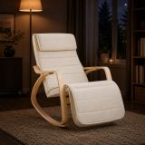 Fotoliu balansoar bej ergonomic cu suport picioare reglabil