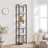 Bibliotecă industrială VASAGLE, 6 rafturi, maro rustic/metal