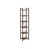 Bibliotecă industrială VASAGLE, 6 rafturi, maro rustic/metal