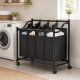 Coș de rufe pe roți SONGMICS, 140L, 4 compartimente, negru