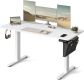 Birou ergonomic electric, alb, 140x60 cm, motor silențios