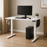 Birou ergonomic electric, alb, 140x60 cm, motor silențios