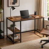 Birou industrial cu rafturi, 120x60 cm, lemn rustic şi oţel
