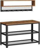 Set cuier și bancă pentru hol, design rustic-industrial