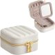 Cutie de bijuterii compactă cu oglindă, albă, pentru călător