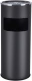 Coș de gunoi cu scrumieră, negru, 17L, oțel inoxidabil, ant-