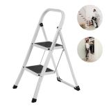 Scară pliabilă oțel 2 trepte, antiderapantă, 150 kg, albă
