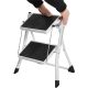 Scară oțel pliabilă 2 trepte, TÜV, 150 kg, albă, antiderap.
