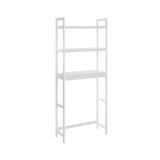 Raft de baie din bambus, 3 niveluri, alb, 63x26,1x170 cm