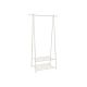 Suport haine metalic alb cu două rafturi, design minimalist,