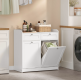 Mobilier baie cu coșuri rufe rabatabile, alb Cloud, MDF
