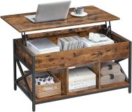Măsuță de cafea cu blat rabatabil și rafturi, stil rustic in