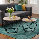 Set de 2 măsuțe de cafea, stil industrial, maro deschis