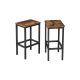 Set 2 scaune de bar industriale, lemn rustic și oțel, 65 cm