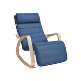 Fotoliu balansoar modern, albastru, lemn de mesteacăn, regl.