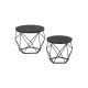Set mese cafea negre, design geometric, PAL și oțel, 2 bucă