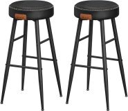 Scaune de bar ECHO, set 2 bucăți, piele PU, negru, 75 cm