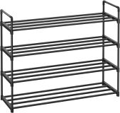 Pantofar metalic negru 4 rafturi, montaj fără unelte, 92x30x