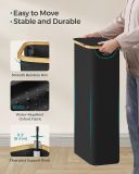 Coș de rufe îngust cu margine din bambus, 65L, negru, Oxford